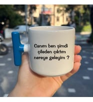 Çileden Çıktım T Kulplu Kupa Mavi