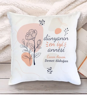 En İyi Anne Tasarımlı Yastık (Beyaz)