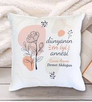 En İyi Anne Tasarımlı Yastık (Beyaz)