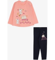 Breeze Kız Bebek Taytlı Takım Tavşan Baskılı 9 Ay-3 Yaş, Somon
