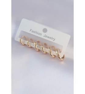 Pirinç Gold Renk Oval Küpe Seti TJ-BKP9002