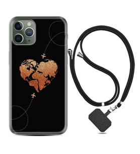 Apple iPhone 11 12 13 14 Pro Max Kılıf Boyun Askılı Silikon Plane Heart 1721