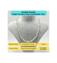 SERTİFİKALI Kristal Kuvars Doğal Taş 6mm Makrome Kolye 45cm- 55cm Ayarlanabilir Ölçü