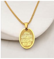 Unisex Nazar Duası Çelik Kolye Ucu (Altın)