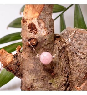 Pembe Kuvars Taşı Gümüş Kolye - 10 mm