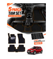 e-biz DACİA SANDERO STEPWAY (2012-2020) Uyumlu EVA Oto Paspas Metal Topukluklu Havuzlu Siyah-Kahverengi