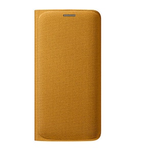 Galaxy S6 Edge ile Uyumlu Flip Wallet (Tekstil) Sarı EF-WG925BYEGWW