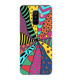 PrintiFy Samsung Galaxy A6 Plus 2018 ile Uyumlu 1mm Slim Fit Retro Colors 4 Baskılı Şeffaf  Kılıf