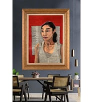 Altın Varaklı  Çerçeveli Paspartulu Tablo ndd835 (Gold)