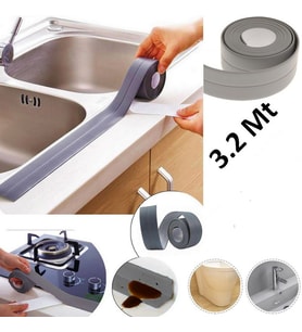 3.2 Metre Su Sızdırmaz Bant Kenar Mutfak Banyo Duvar Küvet Lavabo Bandı Ev İş Ofis İçin Gri Renk