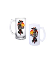 Ghostbastır Design Kovboy İskelet Kulplu Bira Bardağı Buzlu veya Şeffaf Seçenekli 0147