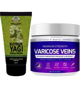 İbn-i Sina 2 Tane Dindirici Kuyruk Yağı Kremi Kas Sırt Bel El Ayak Kullanım 50 ml + Varicose Veins