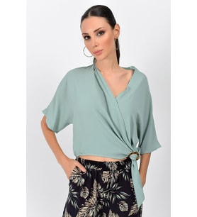 9092928 Kobe Kruvaze Yaka Yarasa Kol Bağlamalı Bluz CAGLA YESIL (Çağla Yeşili)