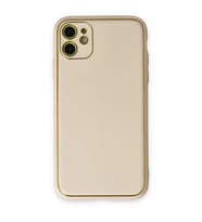 İphone 12 Kılıf Co Deri Kapak - Gold