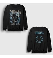 Presmono Unisex Siyah Guitar Kurt Cobain Nirvana Sırt Baskılı Sweatshirt 516758tt