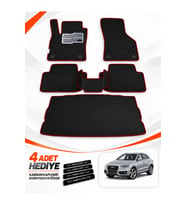e-biz AUDİ Q3 (2011-2018) Uyumlu EVA Oto Paspas Bagaj Paspası Dahil Metal Topukluklu Siyah-Bordo