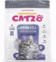CATZO Somon Etli Kısır Kedi Maması 500 g Sterilised Dry Cat Food Omega 3-6 Destekli, Dengeli Beslenme