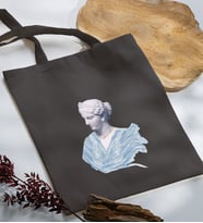 BK Gift Modern Art Tasarımlı Antrasit Kumaş Bez Çanta, Baskılı Omuz Çantası, Alışveriş Çantası, Anneye Hediye-1