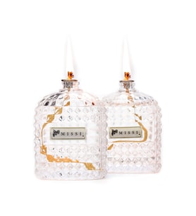 2'li Palo Santo Kokulu Oval Kristal Cam Şişe Kandil Seti (2x100 ml)