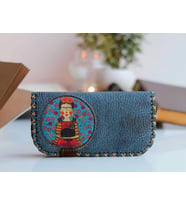 Mavi Frida Figürlü Büyük Cüzdan Etnik Bohem Retro Vintage Style - PETROL