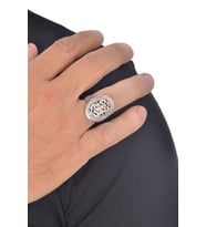 Erkek Antik Gümüş Kaplama Osmanlı Motifli Oval Yüzük