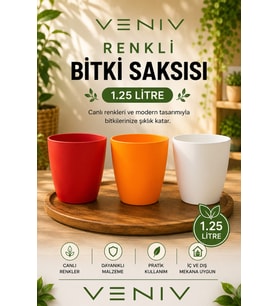 3’lü Saksı Seti - Canlı Renkler, Modern Tasarım - Saksı 1.25 L