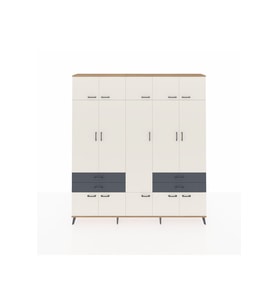 Arges Dolap 11 Raflı 4 Çekmeceli 2 Askılı 220x30x243 Çam-Aytaşı/Antrasit