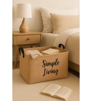 Jüt Orta Boy Simple Living Baskılı Düzenleyici Saklama Sepeti Set 30x22x18 (Standart)