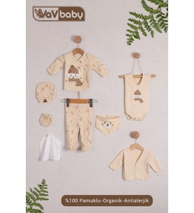 VaVBaby Organik Hastane Çıkışı 8’li Polar Bear Ekru