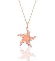 Söğütlü Silver Gümüş rose zirkon taşlı deniz yıldızı kolye
