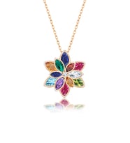 Saklı Takı 925 Ayar Renkli Lotus Çiçeği Gümüş Kolye (Rose)