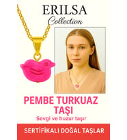 Sertifikalı Kuş Model Pembe Turkuaz Taşı Kolye – Sevgi, Şans ve Ruhsal Koruma Taşı (Çok Renkli)