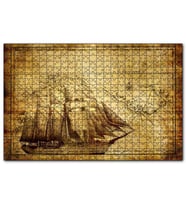 Cakapuzzle Eski Harita Üzerinde Yelkenli Gemi  Puzzle Yapboz MDF (Ahşap) (120 Parça)