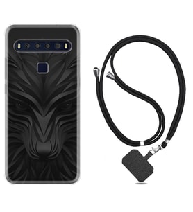 TCL 10L 10 Plus 10SE 20E 20SE 30 L7 Kılıf Boyun Askılı Silikon Black Fox 1325