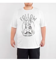 Bant Giyim - White Rabbit Tavşan 4XL Büyük Beden Beyaz Tişört (Siyah - Beyaz)