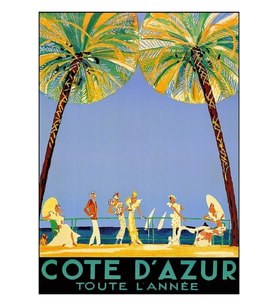 Cote D'azur Tüm Yıl Eski Fransız Seyahat Posteri Tablo Ahşap Poster Dekoratif