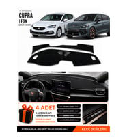 CUPRA LEON (2020-2026) Uyumlu Torpido Örtüsü Torpido Kılıfı - Siyah Gri