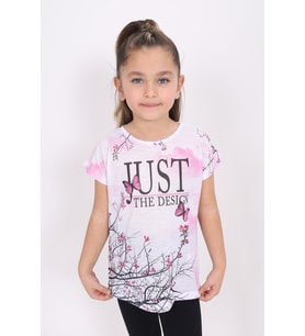 Toontoy Kız Çocuk Dijital Baskılı Tişört (Pembe)