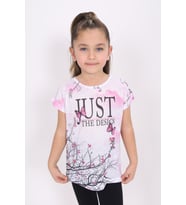 Toontoy Kız Çocuk Dijital Baskılı Tişört (Pembe)
