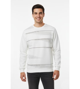 Erkek Sıfır Yaka Sweatshirt BGL-ST04863 (Ekru)