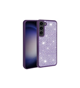 Samsung Galaxy S23 Plus Uyumlu Kılıf Parlak Taşlı Tasarım Zore Ston Kapak (Koyu Mor)