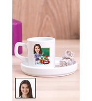 Kadın Öğretmene Özel Hediye Karikatürlü Concept Türk Kahvesi Fincanı