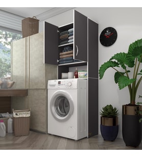 Kenzlife çamaşır makinesi dolabı sinem gri 180*066*30 banyo kiler kapaklı arkalıklı