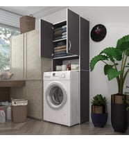 Kenzlife çamaşır makinesi dolabı sinem gri 180*066*30 banyo kiler kapaklı arkalıklı