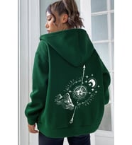 Unisex Pusula Sırt Baskılı Sweatshirt (Yeşil)