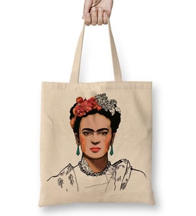 Frida Kahlo 02 Bez Çanta Uzun Saplı