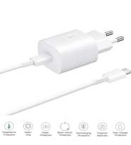 Samsung Galaxy M52 Uyumlu Type-C Ultra Hızlı Şarj Cihazı 22.5W 3.0 Amper (Adaptör Ve Kablo) (Beyaz)