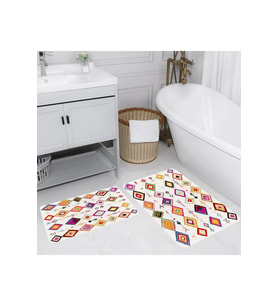 Rovigo Home Dijital Baskılı 2'li Banyo paspas Takımı RVG5210 (Beyaz)
