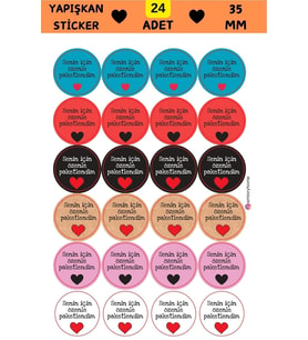24 Adet - Senin İçin Özenle Paketlendim Sticker - Paketleme Sticker - Teşekkür Sticker - Ambalaj Sti (Pembe)
