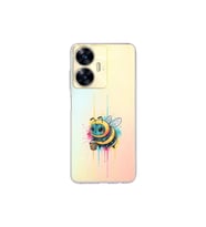 Realme C55 ile uyumlu Splash arı tasarımlı şeffaf silikon kılıf